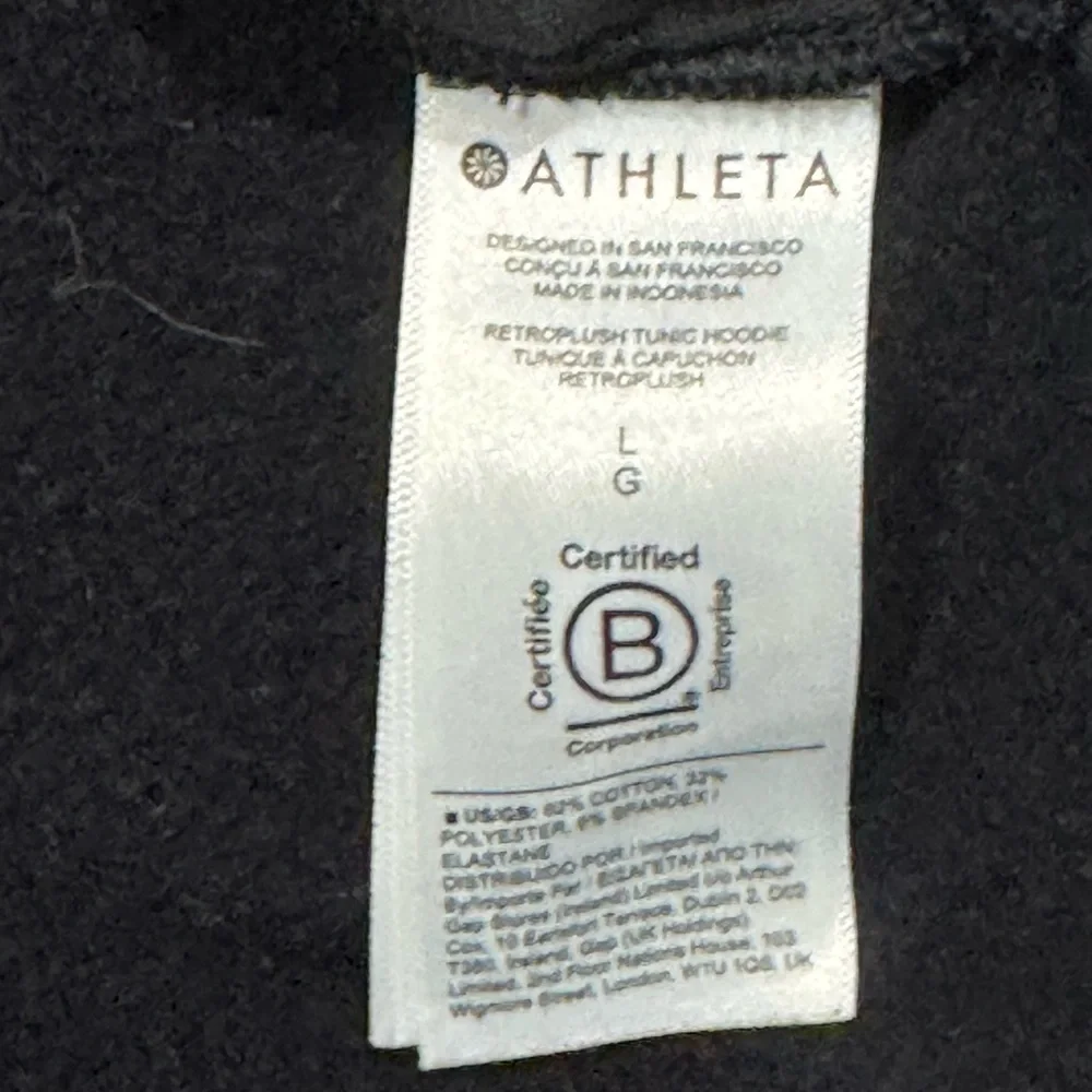 Women's Black ATHLETA Retroplush Tunic Hoodie in Size Large Excellent Condition - Picture 9 of 10